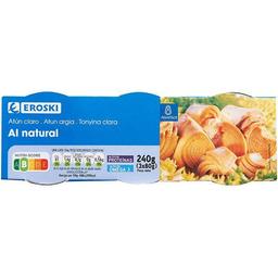 Atún claro al natural eroski, pack 3x56 g