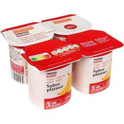 Yogur sabor plátano eroski basic, pack 4x125 g