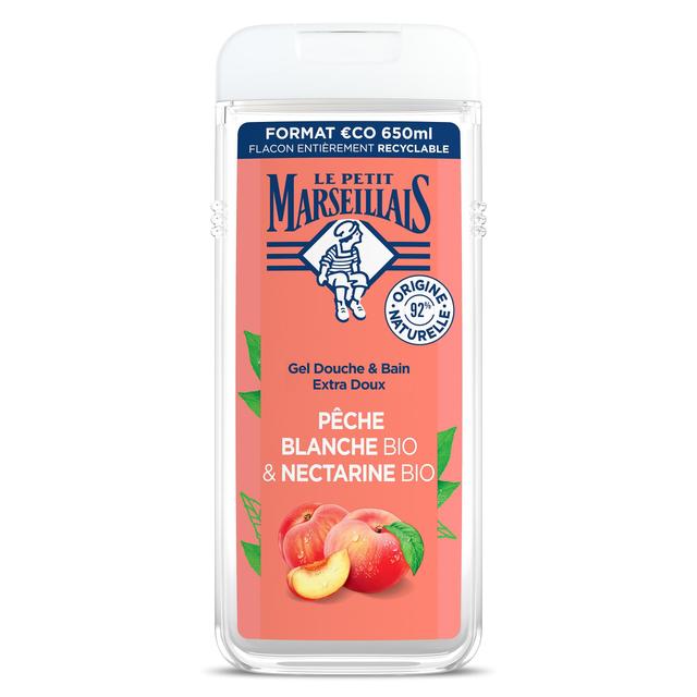 Gel de ducha melocotón blanco y nectarina Le petit marseillais botella 650 ml