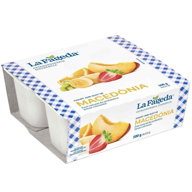 Yogurt sabor macedonia la fageda, pack 4x125g