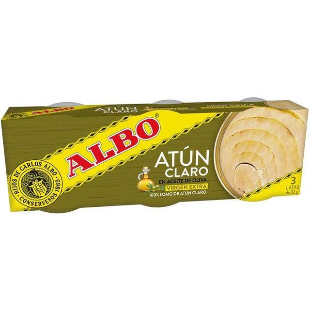 Atún claro en aceite de oliva virgen albo, pack 3x92 g