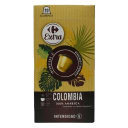 Café Colombia en cápsulas Carrefour Extra compratibles con Nespresso 20 ud