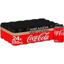 COCA COLA Zero zero Refresco de cola sin azúcar y sin cafeína pack 24 latas de 33 cl