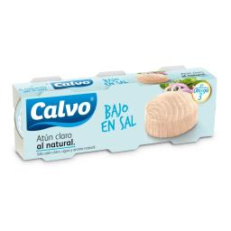 Atún claro al natural bajo en sal Calvo pack de 3 latas de 56 g