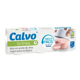 Atún en aceite de oliva virgen ecológico bi-línea Calvo pack de 3 unidades de 52 g