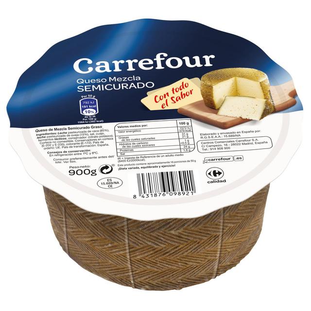 Queso de mezcla semicurado mini Carrefour pieza de 900 g