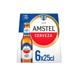 AMSTEL Cervezas sin alcohol, 0,0 % pack de 6 uds de 25 cl