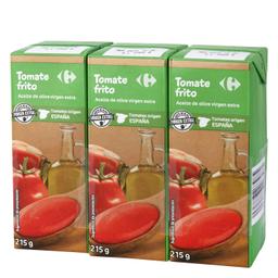 Tomate frito con aceite de oliva virgen extra Carrefour pack de 3 briks de 215 g