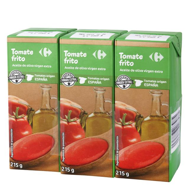 Tomate frito con aceite de oliva virgen extra Carrefour pack de 3 briks de 215 g