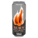 BURN Zero Bebida energética sin azúcar, con sabor a melocotón lata de 50 cl