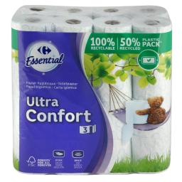 Papel higiénico 3 capas Ultra Confort Carrefour 32 rollos