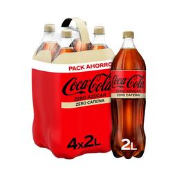 COCA COLA ZERO Refresco de cola sin azúcar y sin cafeína pack 4 botellas de 2 l