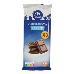 Chocolate con leche extrafino Carrefour Classic sin gluten pack de 3 tabletas de 150 g