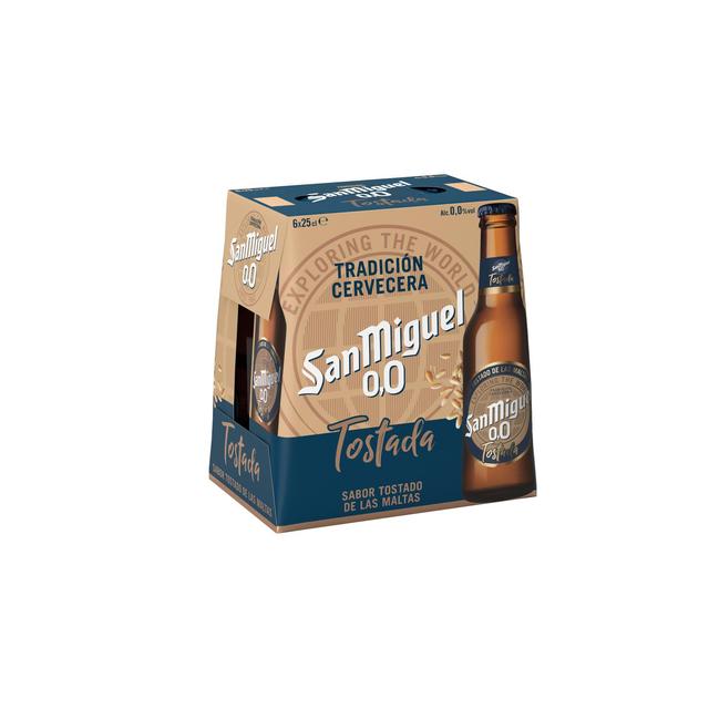 Cerveza tostada San Miguel 0.0 alcohol pack 6 botellas 25 cl