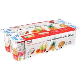 Yog.sabor coco-maced-piña-galleta eroski basic, pack 8x125g