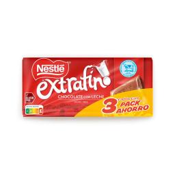 Chocolate con leche extrafino Nestlé sin gluten pack de 3 tabletas de 125 g