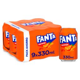 Refresco de naranja Fanta lata 9 x 33 cl