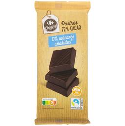 Chocolate negro 72% cacao especial postres Carrefour Original sin gluten y sin azúcar añadido 200 g