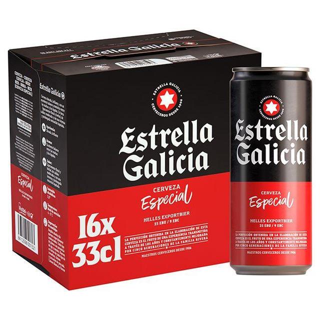 Cerveza especial estrella galicia, pack lata 16x33 cl
