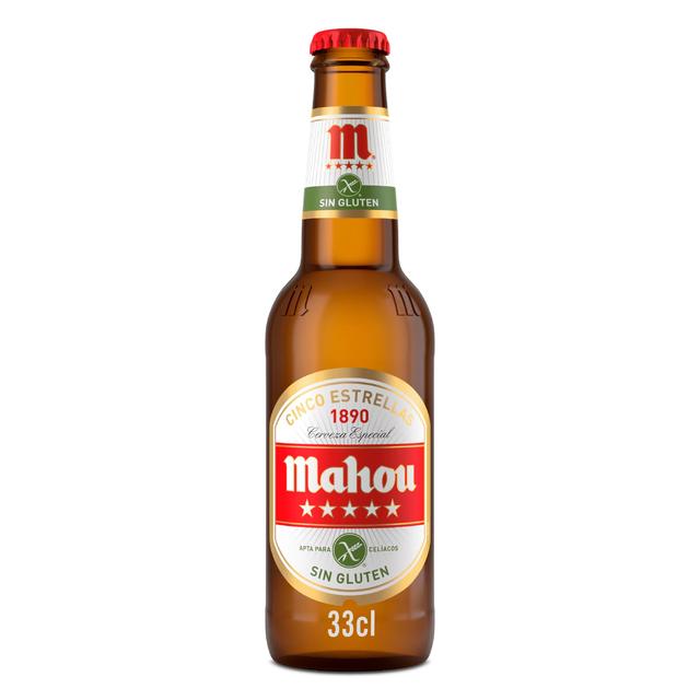 Cerveza sin gluten Mahou 5 Estrellas botella 33 cl