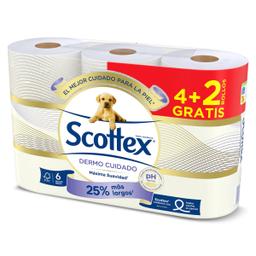 Papel higiénico dermo cuidado Scottex bolsa 6 unidades