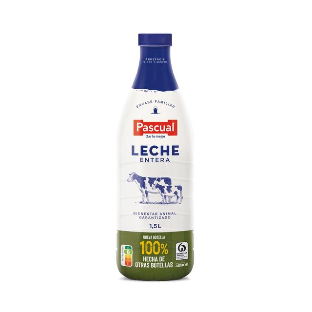 PASCUAL Leche de vaca entera, de bienestar animal garantizado 1.5 l