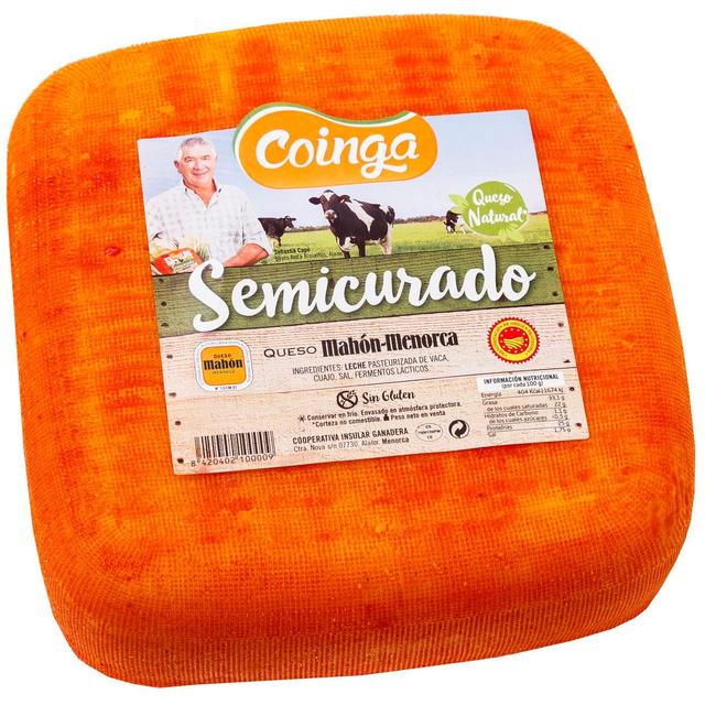 Queso semi dop mahón-menorca coinga, al corte, compra mínima 250 g