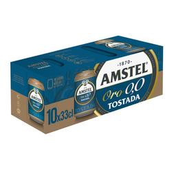 AMSTEL ORO Cerveza alcohol   0,0 % tostada pack 10 uds. x 33 cl