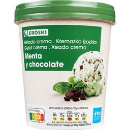 Helado de menta y chocolate eroski, tarrina 500 ml