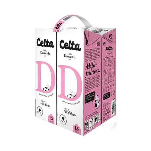 CELTA Leche desnatada de vaca con bienestar animal garantizado 4 x 1.5 l