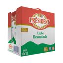 PRÉSIDENT Leche desnatada de vaca de origen 100% español 6 x 1 l