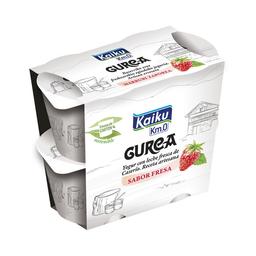 KAIKU Yogur receta artesana con sabor a fresa, elaborado con lehce fresca de caserio Km. 0 4 x 115 g