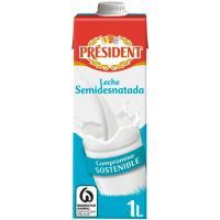 Leche semidesnatada president, brik 1 litro