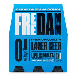 Cerveza Free Damm Lager 0,0 sin alcohol sin gluten pack de 6 botellas de 25 cl