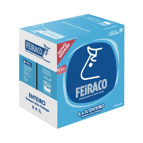 FEIRACO Leche de vaca entera de origen 100% gallega 6 x 1l