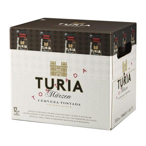 TURIA Cerveza tostada Valencia pack 12 botellas x 25 cl