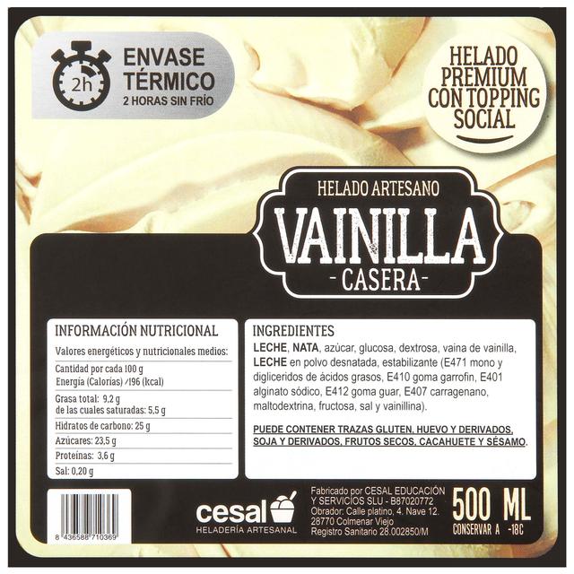 Helado Cesal 500ml Vainilla