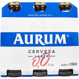 Cerveza sin alcohol 0,0% aurum, pack botellín 6x25 cl