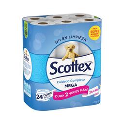 SCOTTEX Papel higiénico Mega (más papel por rollo, 24 rollos de tipo mega rollo equivalen a 48 rollos standard) 24 rollos