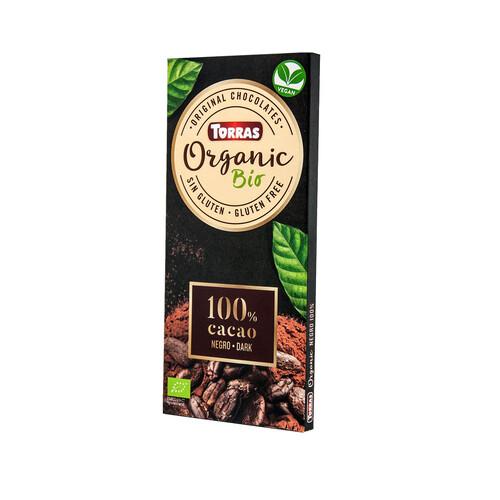 TORRAS Chocolate negro ecológico 100 % cacao TORRAS ORGANIC 100 g.