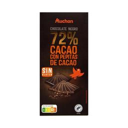 PRODUCTO ALCAMPO Tableta de chocolate negro 72 % cacao con pepitas de chocolate 100 g