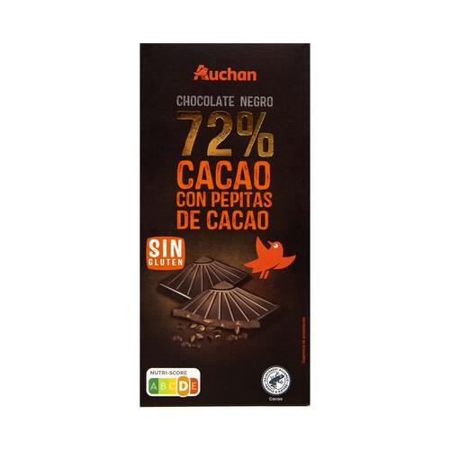 PRODUCTO ALCAMPO Tableta de chocolate negro 72 % cacao con pepitas de chocolate 100 g