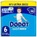Pañales Dodot bebé seco T6 (13-18 kg) 66 ud