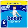Pañales Dodot bebé seco T6 (13-18 kg) 66 ud