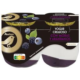 ALCAMPO GOURMET Yogur cremoso natural azucarado con moras y arándanos y sin gluten  2 x 125 g