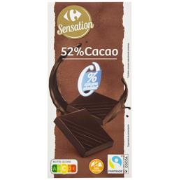 Chocolate negro 52% cacao Carrefour Sensation sin gluten y sin azúcar añadido 125 g