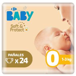 Pañales Carrefour Baby soft&protect Talla 0 (1-3 kg) 24 ud
